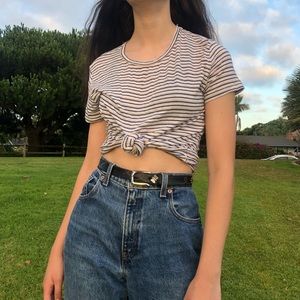 striped zara t-shirt short sleeved vintage white